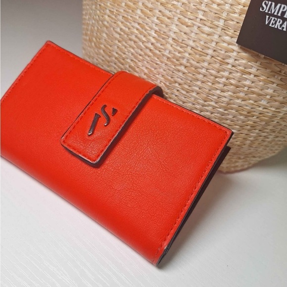 Simply Vera Vera Wang Top Handle Straw Crossbody Redish Orange/ Straw NWT - Picture 3 of 4